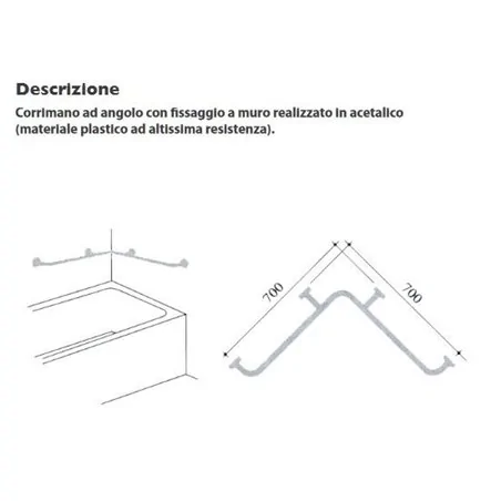 MANIGLIONE PER DISABILI ANGOLARE CM 75 x 75