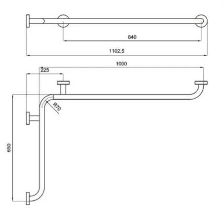 MANIGLIONE PER DISABILI ANGOLARE CM 65 x 100