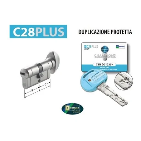 CILINDRO EUROPEO MOTTURA CHAMPIONS C28PLUS CHIAVE/POMOLO