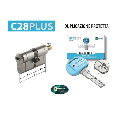 CILINDRO EUROPEO MOTTURA CHAMPIONS C28PLUS CHIAVE/PREDISPOSIZIONE POMOLO FISSA