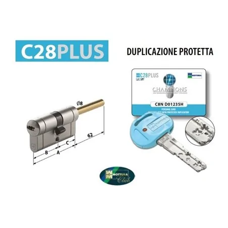 CILINDRO EUROPEO MOTTURA CHAMPIONS C28PLUS CHIAVE/PREDISPOSIZIONE POMOLO REGOLABILE