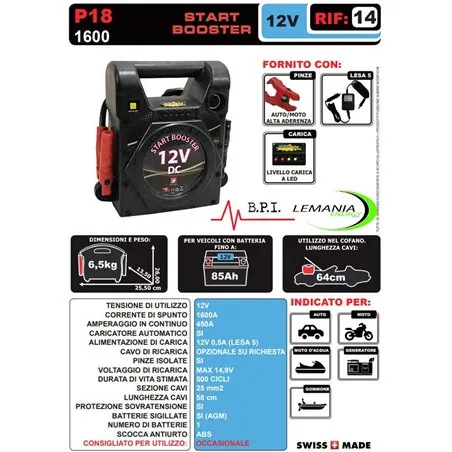 CAR START BOOSTER START BOOSTER P18 12V/1600 LEMANIA ENERGY