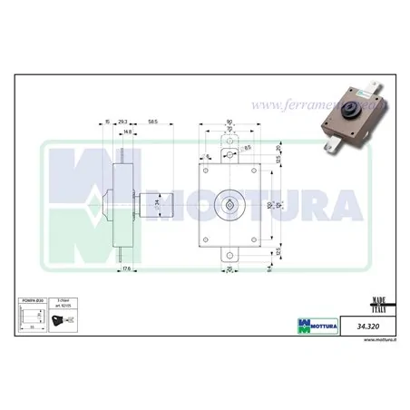 VERTICAL RIM LOCK MOTTURA 34.320