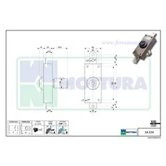 VERTICAL RIM LOCK EXTERNAL PUMP CYLINDER MOTTURA 34.324