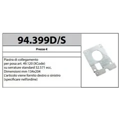 MOTTURA 94.399 PIASTRA DI COLLEGAMENTO XCODE A SERRATURE SERIE 52 PER INSERIMENTO ASTABLOCK MOTTURA