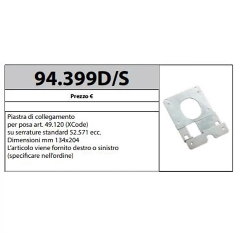 MOTTURA 94.399 CONNECTION PLATE FOR ASTABLOCK AND XCODE