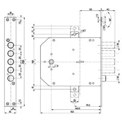 MOTTURA 50.735 EASY GO DOUBLE-BITTED MORTISE LOCK WITH LATCHBOLT