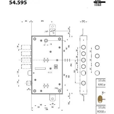 MOTTURA 54.589 SERIES 54 EASY GO MULTIFUNCTION DOUBLE-BITTED RIM LOCK