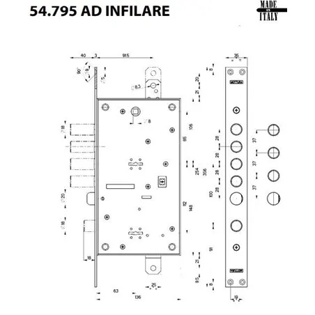 MOTTURA 54.789 SERIES 54 EASY GO MULTIFUNCTION DOUBLE-BITTED MORTISE LOCK