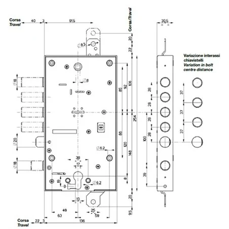 MOTTURA 54.597 SERIES 54 EASY GO DOUBLE-BITTED + EUROPROFILE CYLINDER RIM LOCK