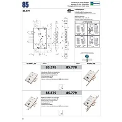 MOTTURA 85.778 LOCK FOR ARMOURED DOOR WITH EUROPROFILE CYLINDER MORTISE 25 MM