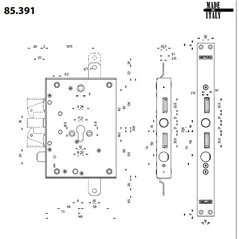 MOTTURA 85.991 LOCK FOR ARMOURED DOOR WITH EUROPROFILE CYLINDER MORTISE 30 MM