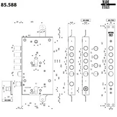 MOTTURA 85.588 MULTIFUNCTION LOCK FOR ARMOURED DOOR WITH EUROPROFILE CYLINDER RIM