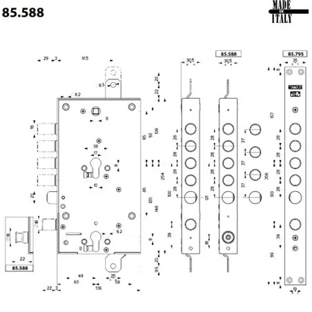 MOTTURA 85.789 SERRATURA A CILINDRO EUROPEO MULTIFUNZIONE