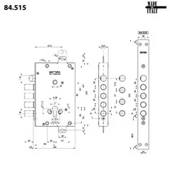 MOTTURA 84.535 GEAR LOCK FOR ARMOURED DOOR WITH EUROPROFILE CYLINDER MORTISE