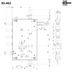 MOTTURA 85.462 LOCK FOR ARMOURED DOOR WITH EUROPROFILE CYLINDER RIM