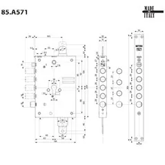 MOTTURA 85.A771 AUTOMATIC LOCKING LOCK FOR ARMOURED DOOR WITH EUROPROFILE CYLINDER MORTISE 25 MM