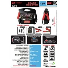 CAR START BOOSTER START BOOSTER BATTERYLESS C1 PROCAP 12V/8000 LEMANIA ENERGY