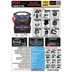 CAR AND TRUCK START BOOSTER START TRUCK TROLLEY P30 7400/3700 12/24V LEMANIA ENERGY