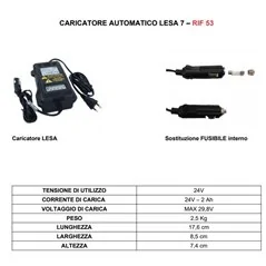 LESA 7 CARICATORE AUTOMATICO 24V 2Ah PER AVVIATORI E START BOOSTER