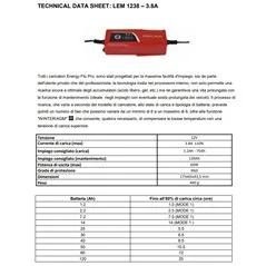 LEM 1238 3,8A CARICABATTERIE AUTOMATICO 12V PER BATTERIE 12V