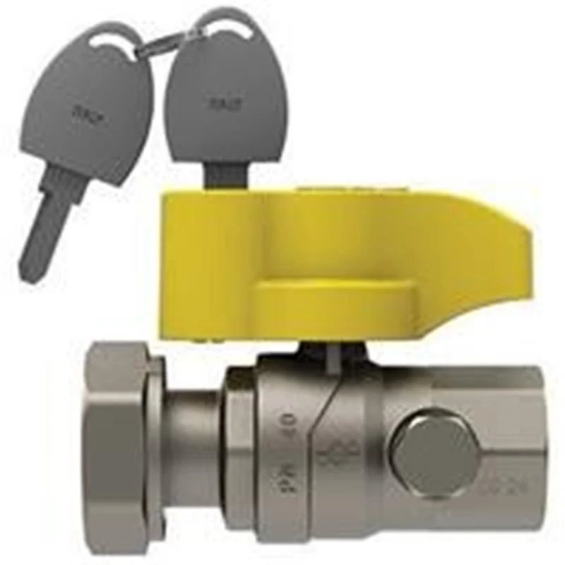 ARRESTO A SFERA GAS FF DRITTO CON CODOLO PRESA PRESSIONE E SERRATURA