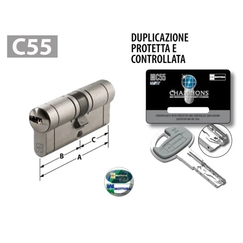CILINDRO EUROPEO MOTTURA CHAMPIONS C55 PLATINUM CHIAVE/CHIAVE