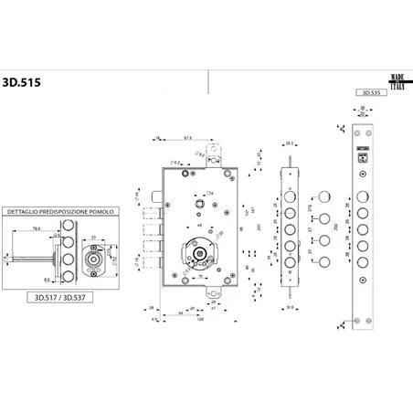 MOTTURA 3DKEY 3D.515 SERRATURA PER PORTA BLINDATA AD APPLICARE