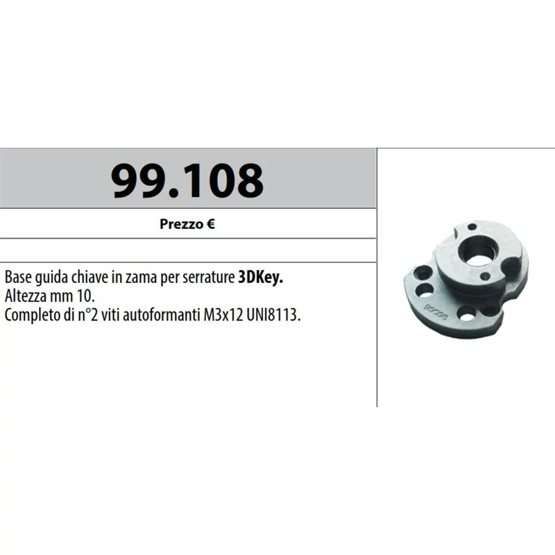 MOTTURA 99.108 BASE GUIDA CHIAVE IN ZAMA PER SERRATURA 3DKEY