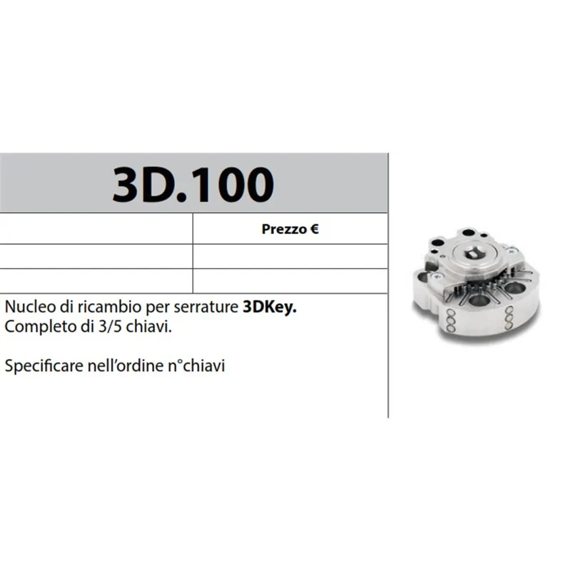 MOTTURA 3D100 NUCLEO DI RICAMBIO PER SERRATURE 3DKEY CHIAVECHIAVE