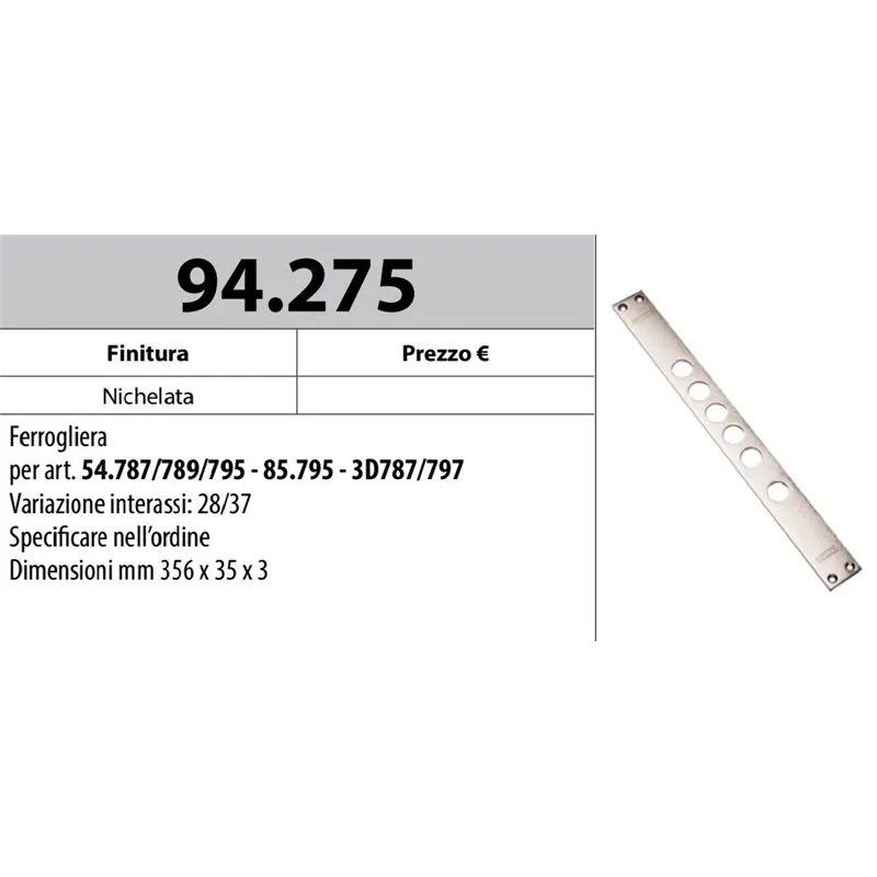 MOTTURA 94.275 FERROGLIERA PER SERRATURE AD INFILARE SERIE 54 SERIE 85 SERIE 3DKEY