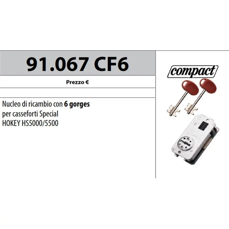 MOTTURA 91.067 CF6 NUCLEO DI RICAMBIO 6 GORGES PER CASSAFORTI MOTTURA