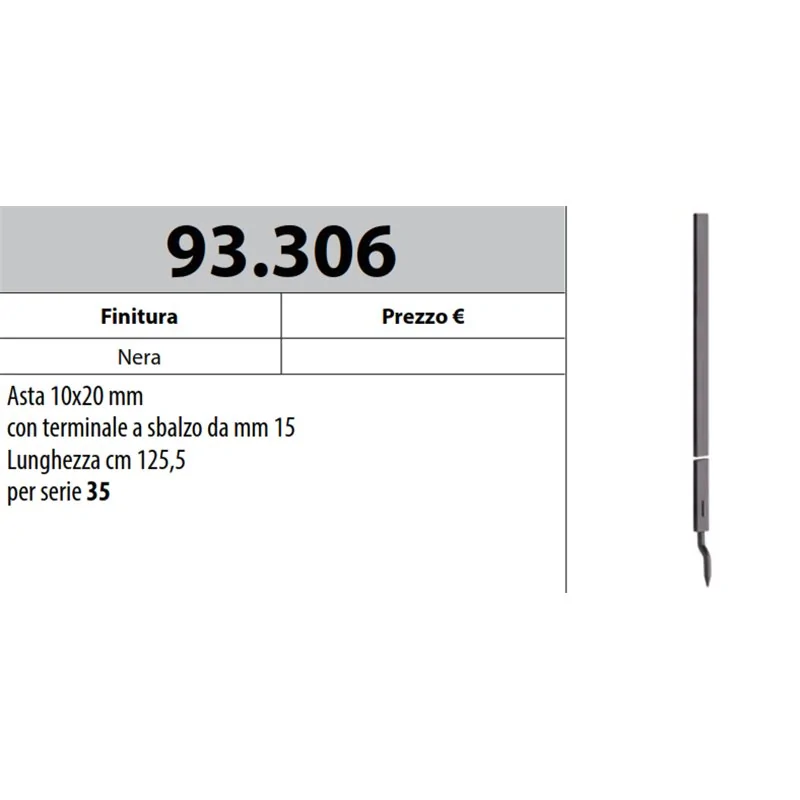MOTTURA 93.306 ASTA CON PUNTALE Ø10 PER SERRATURE MOTTURA SERIE 35