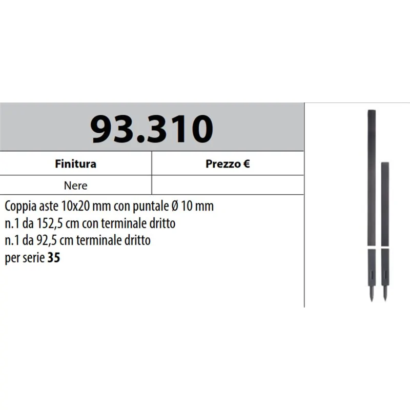 MOTTURA 93.310 ASTE CON PUNTALE Ø10 PER SERRATURE MOTTURA SERIE 35