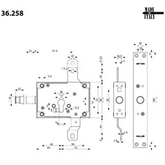MOTTURA ASTABLOCK 36.258/I MORTISE VERTICAL AND SIDE LOCKING