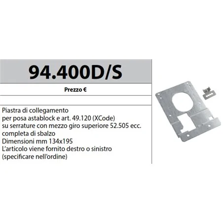 MOTTURA 94.400 CONNECTION PLATE FOR ASTABLOCK AND XCODE