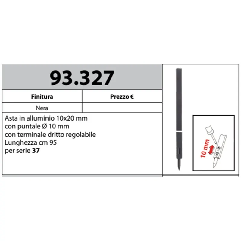 MOTTURA 93.327 ASTA CON PUNTALE Ø10 PER SERRATURE FORZA 7 MOTTURA SERIE 37