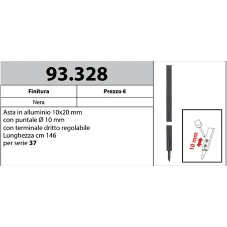 MOTTURA 93.328 ASTA CON PUNTALE Ã˜10 PER SERRATURE FORZA 7 MOTTURA SERIE 37