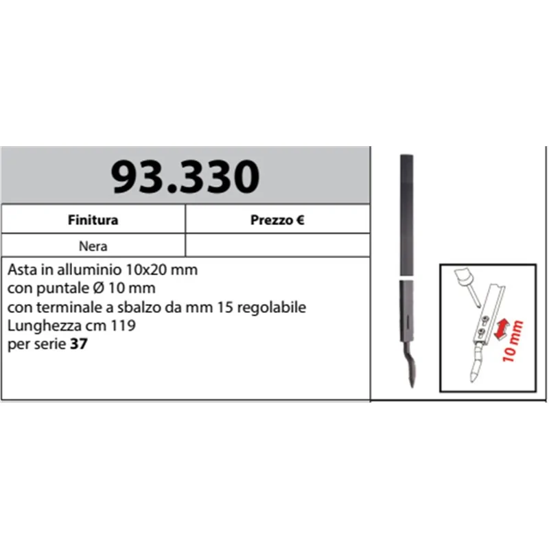MOTTURA 93.330 ASTA CON PUNTALE Ø10 PER SERRATURE FORZA 7 MOTTURA SERIE 37
