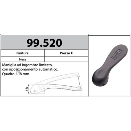MOTTURA 99.520 MANIGLIA AD INGOMBRO LIMITATO CON RIPOSIZIONAMENTO AUTOMATICOOFONDITA' MM 38 ART. 99.299