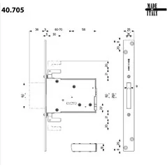 THREE-POINT MORTICE DOUBLE-BIT KEY LOCK MOTTURA 40.705