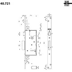 THREE-POINT MORTICE DOUBLE-BIT KEY LOCK MOTTURA 40.721
