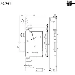 MORTICE SIDE DOUBLE-BIT KEY LOCK MOTTURA 40.731