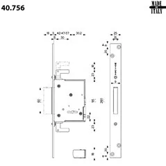 MOTTURA 40.756 KIT12 SERRATURE 40.756 TRIPLICE AD INFILARE CIFRATURA DIVERSA