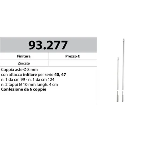 MOTTURA 93.277 ASTE Ø8 PER SERRATURE SERIE 40