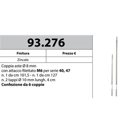 MOTTURA 93.276 ASTE Ø8 PER SERRATURE SERIE 40
