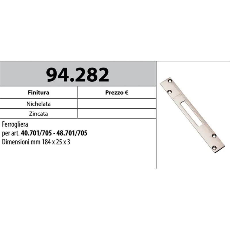 MOTTURA 94.282 FERROGLIERA PER SERRATURE MOTTURA SERIE 40 E SERIE 48