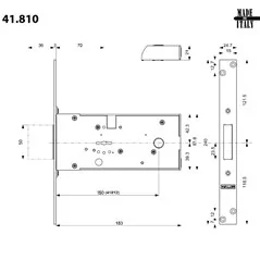 MORTICE SIDE DOUBLE-BIT KEY LOCK MOTTURA 41.812