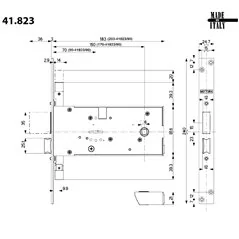THREE-POINT MORTICE DOUBLE-BIT KEY LOCK MOTTURA 41.823