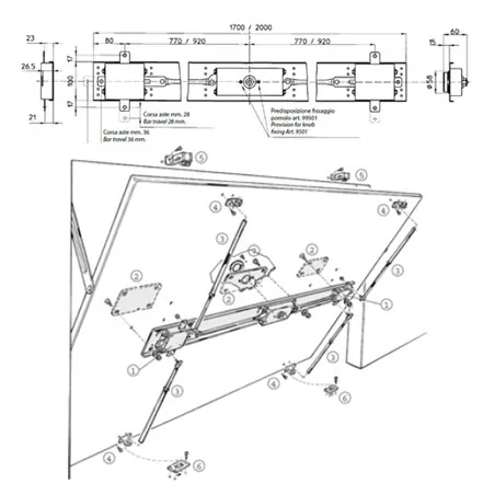 HORIZONTAL LOCK FOR UP-AND-OVER GARAGE DOORS MOTTURA 45.1170
